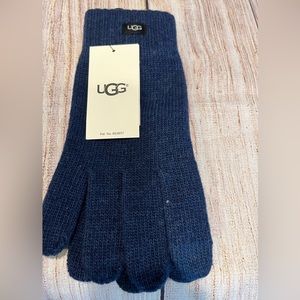 UGG Men’s Navy wool blend knit tech gloves One Size